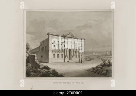 P. Cacchiatelli - G. Gleter, la Scienza e le Arti sotto il pontificato di Pio IX, pubblicato a Roma nel 1860 dalla Tipografia delle Belle Arti, via poli, 91. All'interno sono presenti incisioni raffiguranti le opere pubbliche realizzate durante il Pontificato di Pio IX Foto Stock