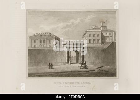 P. Cacchiatelli - G. Gleter, la Scienza e le Arti sotto il pontificato di Pio IX, pubblicato a Roma nel 1860 dalla Tipografia delle Belle Arti, via poli, 91. All'interno sono presenti incisioni raffiguranti le opere pubbliche realizzate durante il Pontificato di Pio IX Foto Stock