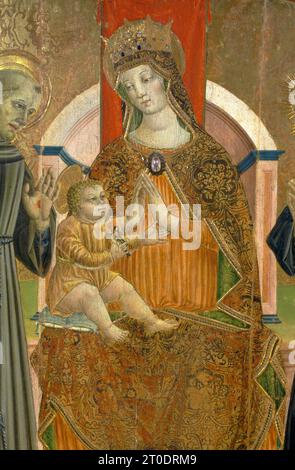 San Ginesio (Italia, Marche, provincia di Macerata), Galleria d'Arte Municipale gentili. Stefano Folchetti, Madonna col bambino in trono con santi, 1498 Foto Stock