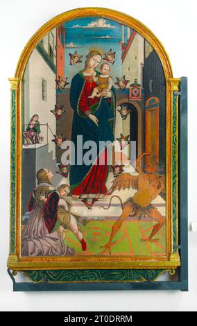 San Sanseverino Marche (Italia, Marche - provincia di Macerata), Pinacoteca Civica "P. Venturi tacchi", Bernardino Mariotto, Madonna del soccorso (fronte) Foto Stock