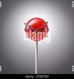 classico lecca lecca rosso con filo spinato. rendering 3d. Foto Stock