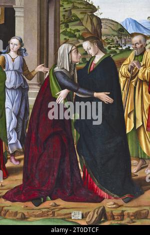 Fano (Italia, Marche. Provincia di Pesaro-Urbino). Chiesa di Santa Maria nuova, Giovanni Santi, Visitazione, circa 1488 Foto Stock