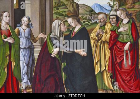 Fano (Italia, Marche. Provincia di Pesaro-Urbino). Chiesa di Santa Maria nuova, Giovanni Santi, Visitazione, circa 1488 Foto Stock