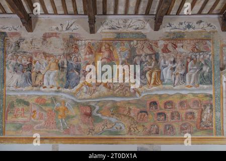 Monteleone di fermo (Italia, Marche - provincia di fermo) Chiesa della Misericordia. Orfeo Presutti, il giudizio universale, affresco (parete sinistra), XVI secolo Foto Stock