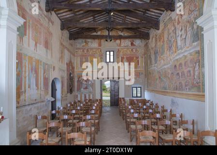 Monteleone di fermo (Italia, Marche - provincia di fermo) Chiesa della Misericordia (ciclo di affreschi del XV-XVI secolo) Foto Stock