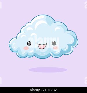 Affascinante Kawaii Cloud Clipart - adorabile illustrazione del tempo Illustrazione Vettoriale