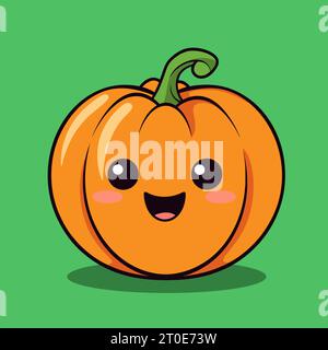 Kawaii Pumpkin Clipart - adorabile illustrazione di Halloween Illustrazione Vettoriale