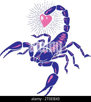 Animale Scorpion con colore del cuore. Illustrazione vettoriale. Illustrazione Vettoriale