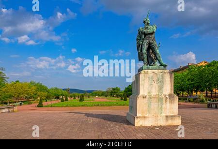 Statua del maresciallo Ney a Jardin de lÈsplanade, Metz, Valle della Mosella, Mosella, Mosella, Grand Est, Alsazia-Champagne-Ardenne-Lorena, Francia Foto Stock