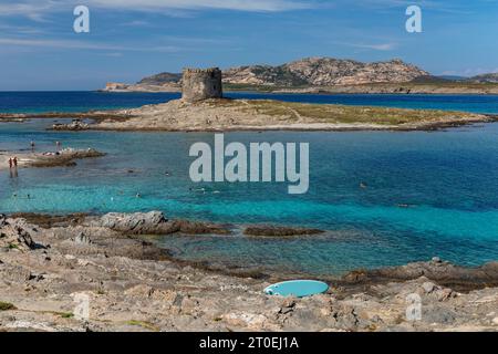 La Pelosetta e Torre Pelosa Beach, Golfo dell'Asinara, Stintino, Provincia di Sassari, Sardegna, Italia Foto Stock