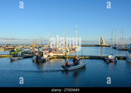 Germania, bassa Sassonia, Juist, la marina alla luce della sera. Foto Stock