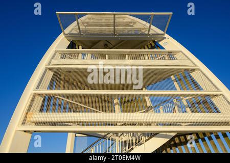 Germania, bassa Sassonia, Juist, maree, torre di avvistamento presso il porto simbolo dell'isola. Foto Stock