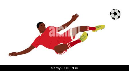 Giocatore di calcio nero, giocatore di calcio sportivo. Illustrazione Vettoriale