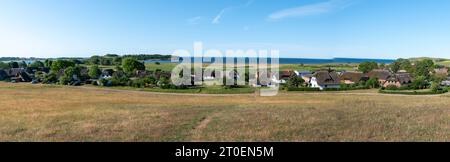 Case di paglia, Pfarrwitwenhaus, Groß Zicker, Mönchgut, Isola di Rügen, Meclemburgo-Pomerania occidentale, Germania Foto Stock