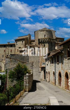 Italy Umbria Valnerina Vallo di Nera View Foto Stock