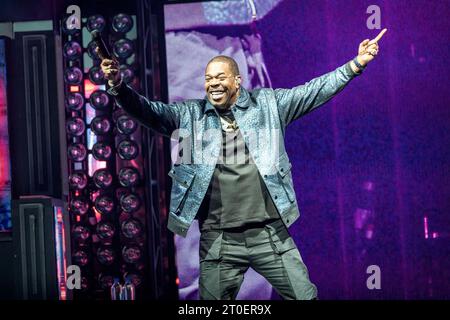 Oslo, Norvegia. 4 ottobre 2023. Il rapper statunitense busta Rhymes esegue un concerto dal vivo durante l'Oslo Spektrum di Oslo. (Foto: Gonzales Photo - Terje Dokken). Foto Stock