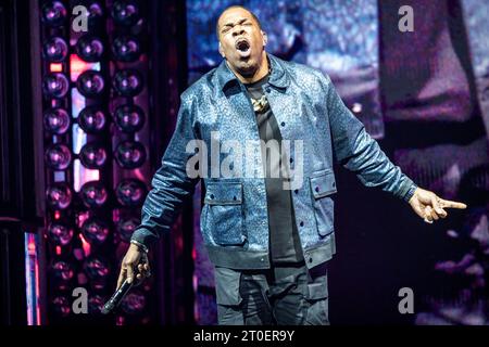 Oslo, Norvegia. 4 ottobre 2023. Il rapper statunitense busta Rhymes esegue un concerto dal vivo durante l'Oslo Spektrum di Oslo. (Foto: Gonzales Photo - Terje Dokken). Foto Stock