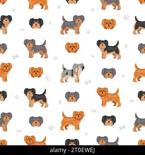 Motivo Yorkiepoo senza cuciture. Yorkshire terrier Poodle mix. Set di colori diversi per il rivestimento. Illustrazione vettoriale Illustrazione Vettoriale