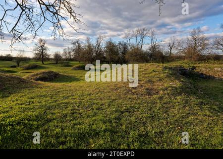 Atmosfera serale nella riserva naturale Sulzheimer Gipshügel, distretto di Schweinfurt, bassa Franconia, Baviera, Germania Foto Stock