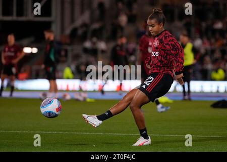 Leigh, Regno Unito. 6 ottobre 2023. Nikita Parris n. 22 del Manchester United si riscalda prima della fa Women's Super League Match Manchester United Women vs Arsenal Women al Leigh Sports Village, Leigh, Regno Unito, il 6 ottobre 2023 (foto di Steve Flynn/News Images) a Leigh, Regno Unito il 10/6/2023. (Foto di Steve Flynn/News Images/Sipa USA) credito: SIPA USA/Alamy Live News Foto Stock