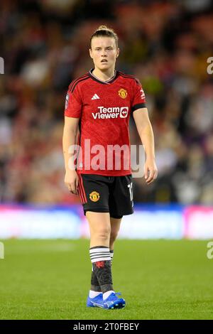 Leigh, Regno Unito. 6 ottobre 2023. Hayley Ladd del Manchester United Women durante il Barclays fa Women's Super League match al Leigh Sports Village, Leigh. Il credito fotografico dovrebbe leggere: Ben Roberts/Sportimage Credit: Sportimage Ltd/Alamy Live News Foto Stock