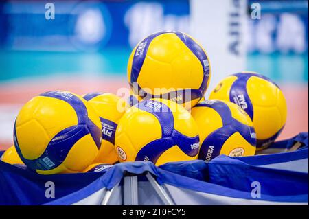 Stoccarda, Deutschland. 6 ottobre 2023. Allianz MTV Stuttgart - VC Wiesbaden, Sport, pallavolo, Bundesliga, Frauen, VBL, Saison 2023/24, Spiel 1, 06.10.2023, Stoccarda (SCHARRena), DEU foto: Eibner/Sandy Dinkelacker Credit: dpa/Alamy Live News Foto Stock