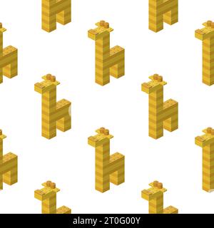 Motivo di giraffa isometrica su sfondo bianco. Vettore Illustrazione Vettoriale