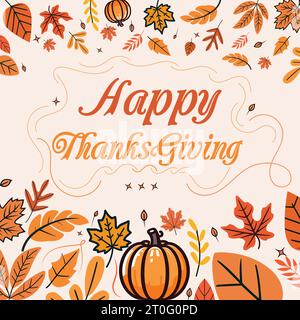Modello Vector per il felice Ringraziamento per l'autunno Illustrazione Vettoriale
