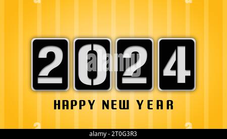 Felice anno nuovo 2024: Design dei banner dei social media e design dello sfondo Illustrazione Vettoriale