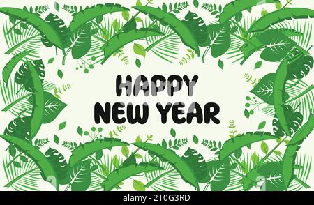 Felice anno nuovo 2024: Design dei banner dei social media e design dello sfondo Illustrazione Vettoriale