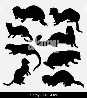 mongoose wild animal silhouette Illustrazione Vettoriale