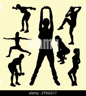 silhouette sportiva di danza aerobica Illustrazione Vettoriale