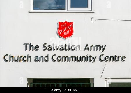 Indicazioni per la chiesa e il centro della comunità dell'Esercito della salvezza, Woodbridge, Suffolk, Inghilterra, Regno Unito Foto Stock