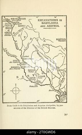 Mappa degli scavi in Babilonia e Assiria Foto Stock