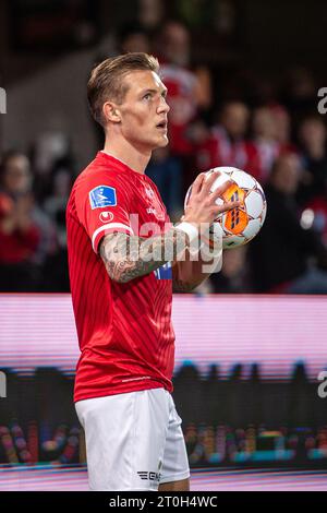 Silkeborg, Danimarca. 6 ottobre 2023. Oliver Sonne (5) di Silkeborg SE visto durante il 3F Superliga match tra Silkeborg IF e Lyngby BK al Jysk Park di Silkeborg. (Foto: Gonzales Photo/Alamy Live News Foto Stock