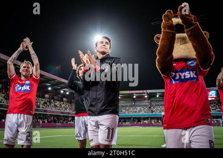 Silkeborg, Danimarca. 6 ottobre 2023. Frederik Carlsen (11) di Silkeborg SE visto dopo il 3F Superliga match tra Silkeborg IF e Lyngby BK al Jysk Park di Silkeborg. (Foto: Gonzales Photo/Alamy Live News Foto Stock