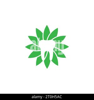Logo Dental Leaf, logo Tooth Leaf, logo Nature Dental, icona, vettore Illustrazione Vettoriale
