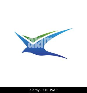 Contrassegno Bird Check Logo design, icona, vettore Illustrazione Vettoriale