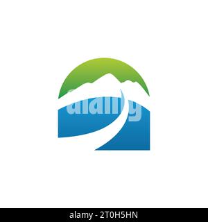 Logo montagna astratto, icona montagna, stile spazio negativo, icona, vettore Illustrazione Vettoriale