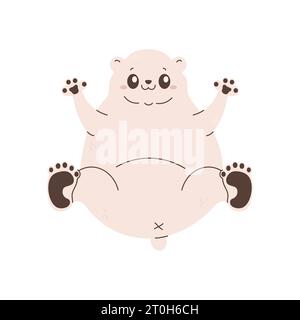 Un simpatico orso polare che si trova sulla schiena, personaggio. Illustrazione vettoriale Illustrazione Vettoriale