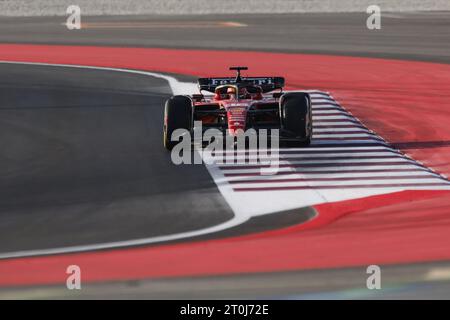 Repinted Curb, vibreur, Turn T12 T13 16 LECLERC Charles (mco), Scuderia Ferrari SF-23, azione durante il Gran Premio di Formula 1 Qatar 2023, 17° round del Campionato Mondiale di Formula 1 2023 dal 6 all'8 ottobre 2023 sul Lusail International Circuit, a Doha, Qatar Foto Stock