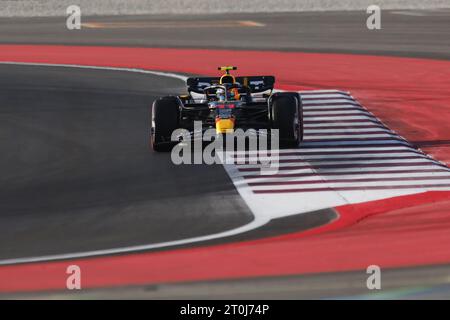 Repinted Curb, vibreur, Turn T12 T13 11 PEREZ Sergio (mex), Red Bull Racing RB19, azione durante il Gran Premio di Formula 1 Qatar 2023, 17° round del Campionato Mondiale di Formula 1 2023 dal 6 all'8 ottobre 2023 sul Lusail International Circuit, a Doha, Qatar Foto Stock