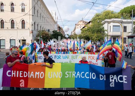 Roma, RM, Italia. 7 ottobre 2023. 100.000 lavoratori si sono riuniti a Roma per sostenere i loro diritti e protestare contro il governo. (Immagine di credito: © Marco di Gianvito/ZUMA Press Wire) SOLO USO EDITORIALE! Non per USO commerciale! Foto Stock