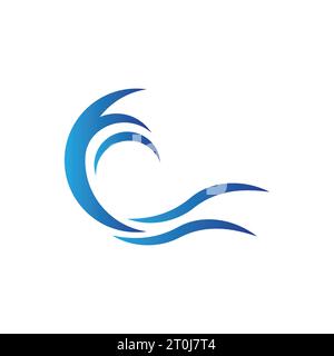 Acqua icona onda illustrazione vettoriale logo design Foto Stock