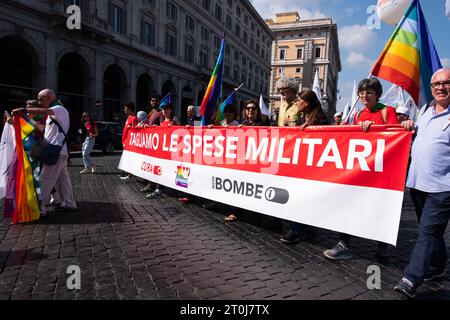 Roma, RM, Italia. 7 ottobre 2023. 100.000 lavoratori si sono riuniti a Roma per sostenere i loro diritti e protestare contro il governo. (Immagine di credito: © Marco di Gianvito/ZUMA Press Wire) SOLO USO EDITORIALE! Non per USO commerciale! Foto Stock