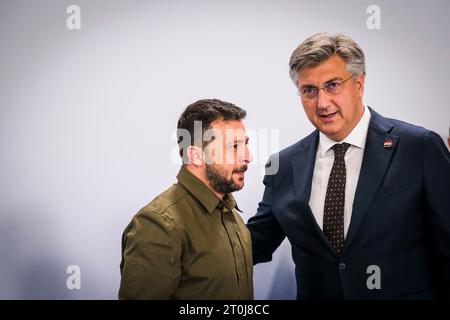 Nicolas Landemard / le Pictorium - Vertice europeo informale a Granada (Spagna). - 05/10/2023 - Spagna / Andalusia / Granada - Volodymyr Zelensky. I vari capi di Stato europei si sono riuniti in occasione di un vertice informale della Comunità economica europea. Foto Stock