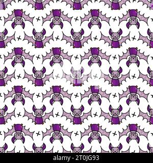 Motivo vettoriale senza cuciture disegnato a mano con mazza Halloween Illustrazione Vettoriale