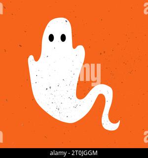 Piccolo fantasma carino. Un bel fantasma festeggia Halloween. Carino Ghost Vector illustrazioni per bambini ad Halloween Illustrazione Vettoriale