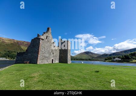 Castello di Lochranza, torre fortificata, Isola di Arran, Firth of Clyde, Scozia, REGNO UNITO Foto Stock