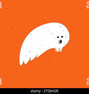 Piccolo fantasma carino. Un bel fantasma festeggia Halloween. Carino Ghost Vector illustrazioni per bambini ad Halloween Illustrazione Vettoriale